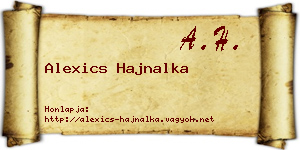 Alexics Hajnalka névjegykártya
