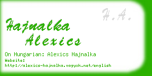 hajnalka alexics business card